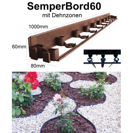SemperBord60 Terrakotta 40m + 120 Anker Rasenkante Beeteinfassung Baumumrandung