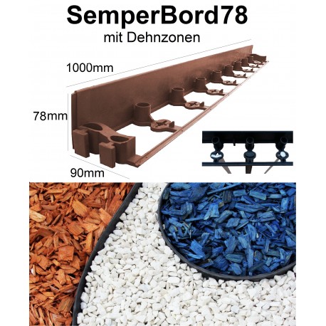 SemperBord78 Terrakotta 40m + 120 Anker Pflasterkante Randstein Beeteinfassung