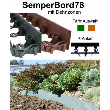 SemperBord78 Terrakotta Grün 1m + Anker Pflasterkante Beetumrandung Randbegrenzung