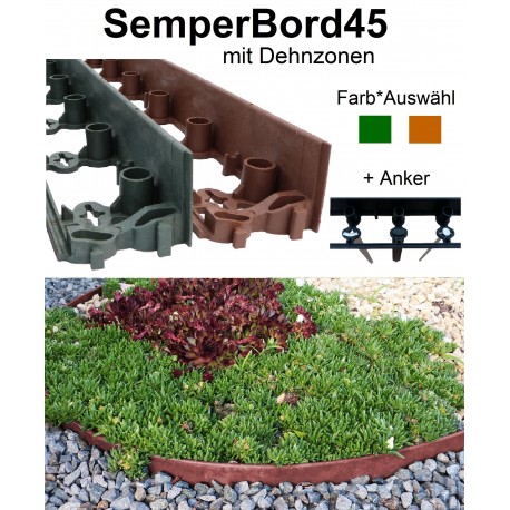 SemperBord45 Terrakotta Grün 1m + Anker Rasenkante Randstein Beeteinfassung