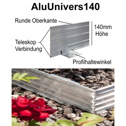 AluUnivers140 Höhe 14cm 3x1,19m Randbefestigung Rasenkante Rasenbegrenzung Mähkante AluBorder